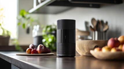 Smart Speaker in Modern Kitchen Setting