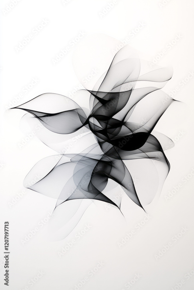 Poster an elegant arrangement of thin, curved lines gracefully intertwining against a clean white backgroun