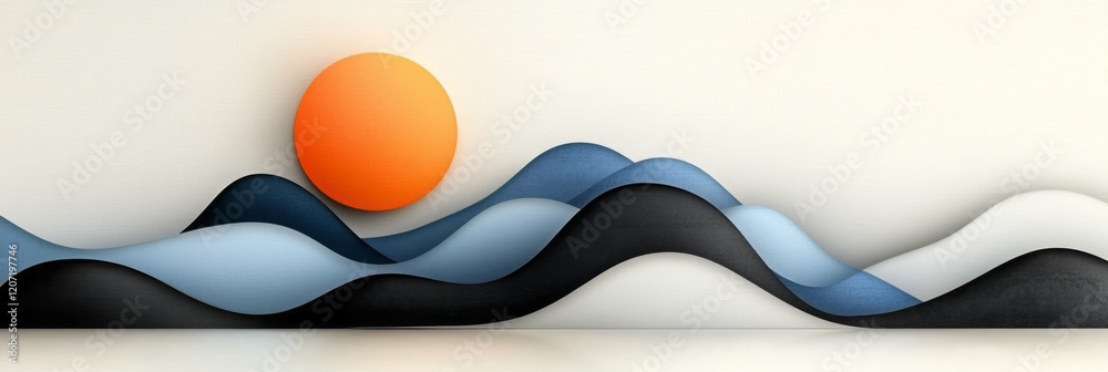Poster a serene abstract design with flowing black lines on a pastel-colored backdrop, highlighting harmony