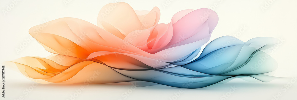 Poster A serene abstract design with flowing black lines on a pastel-colored backdrop, highlighting harmony and balance,