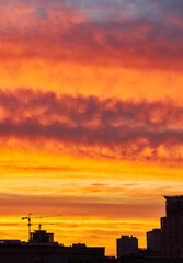 City Skyline at Sunset with Colorful Sky