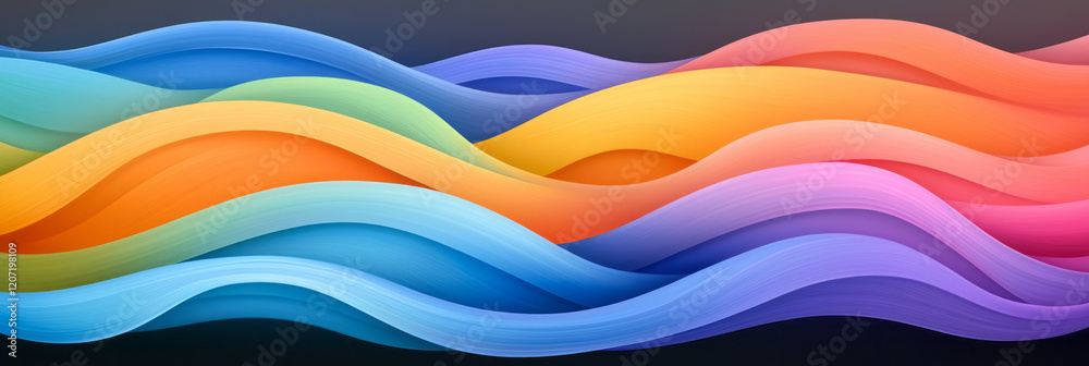 Leinwandbilder an abstract minimalist piece with continuous flowing lines in vibrant colors, creating a sense of en