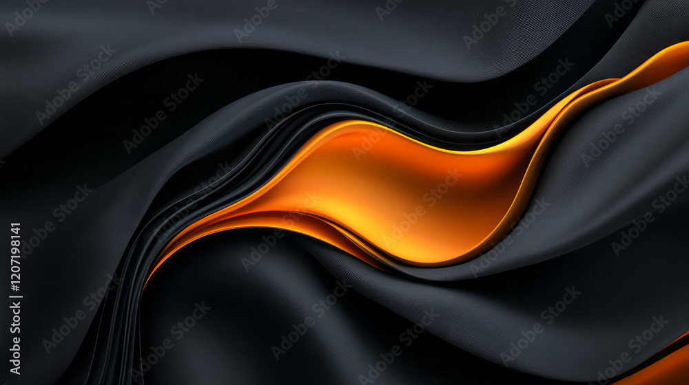 Aufkleber a sophisticated composition of flowing lines in metallic shades on a dark background, emphasizing lu