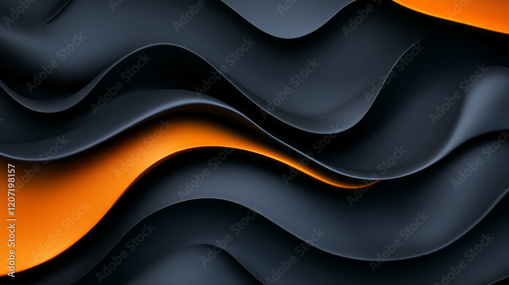 Aufkleber A sophisticated composition of flowing lines in metallic shades on a dark background, emphasizing luxury and modernity,