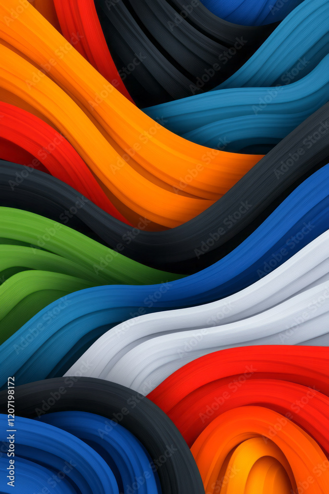 Aufkleber an abstract minimalist pattern with intersecting flowing lines in bold colors, adding a touch of vib