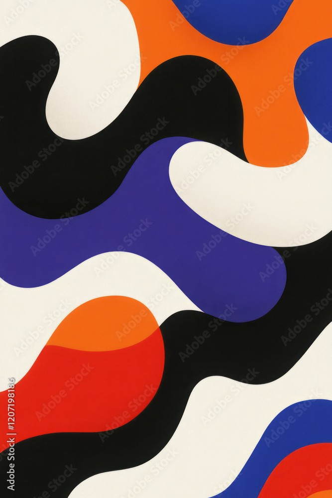 Aufkleber an abstract minimalist pattern with intersecting flowing lines in bold colors, adding a touch of vib