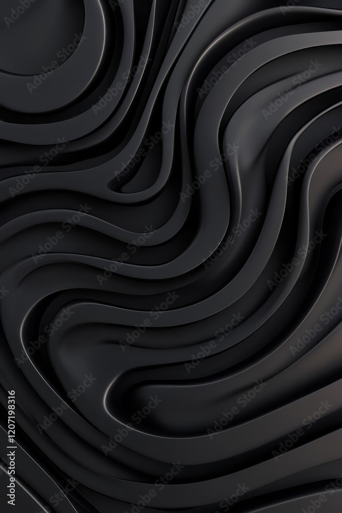 Poster A minimalist composition of continuous flowing lines in monochromatic black, creating a striking and elegant visual,