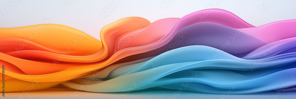 Poster A modern abstract design with dynamic flowing lines in gradient colors, adding depth and dimension to the minimalist style,