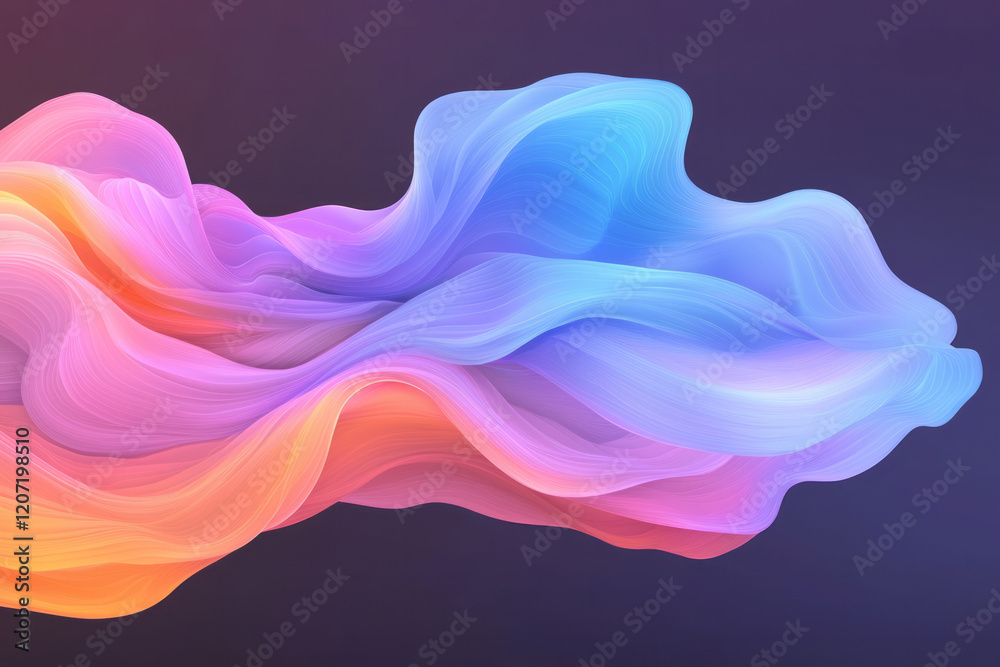 Aufkleber a mesmerizing abstract wave pattern featuring vibrant neon blue and purple gradients flowing seamles