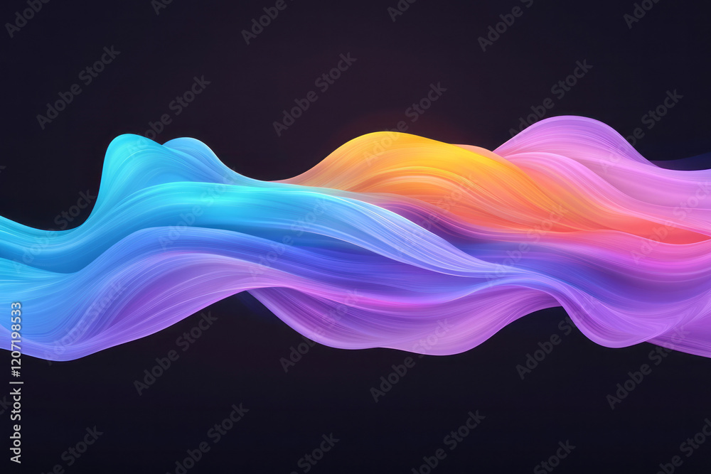 Aufkleber a mesmerizing abstract wave pattern featuring vibrant neon blue and purple gradients flowing seamles