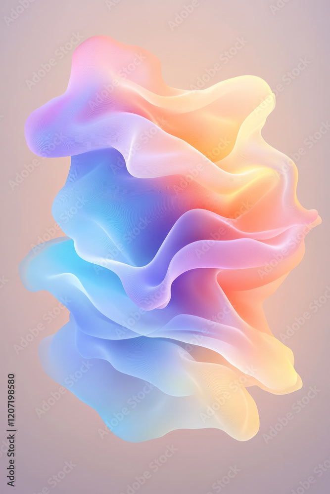 Leinwandbilder an elegant composition of dynamic abstract waves with glowing neon blue and purple hues, creating a 