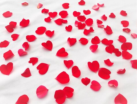 heart petals on fabric, royalty free