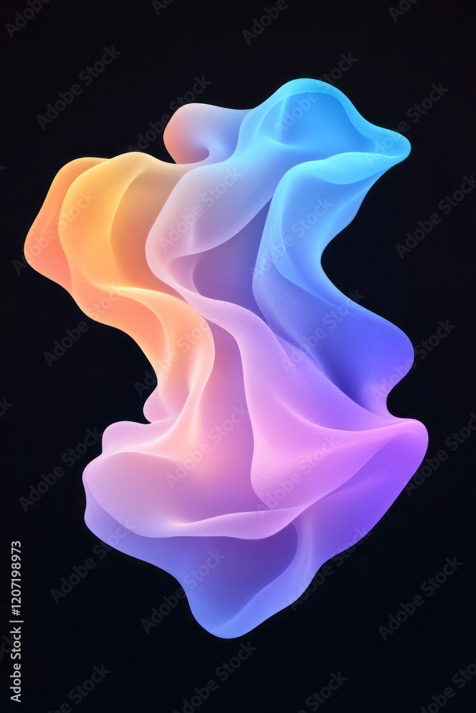 Aufkleber a captivating abstract wave design with vibrant neon blue and purple gradients flowing harmoniously 