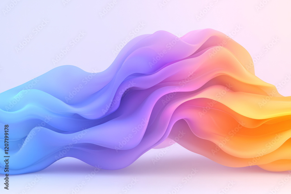 Aufkleber an abstract wave design featuring dynamic neon blue and purple gradients intertwined in a seamless, 