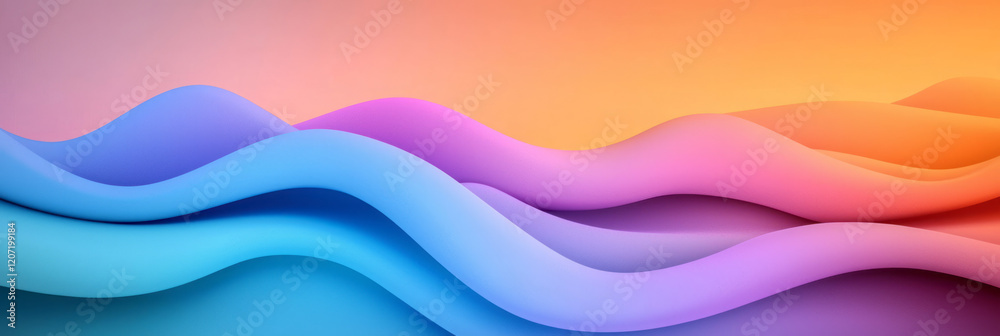 Aufkleber A sophisticated abstract wave pattern with intricate neon blue and purple gradients, creating a harmonious and balanced visual,