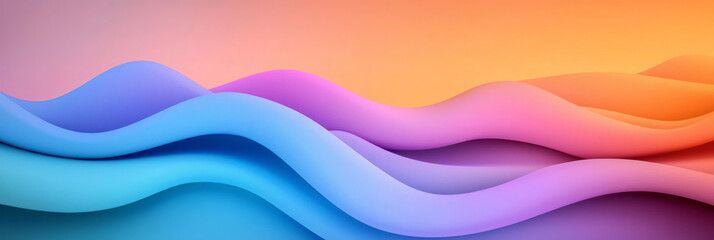 Fototapeta premium A sophisticated abstract wave pattern with intricate neon blue and purple gradients, creating a harmonious and balanced visual,