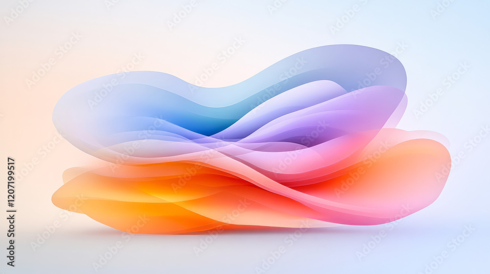 Poster A minimalist design showcasing bright, vibrant lines weaving through soft gradient curves, emphasizing simplicity and harmony,