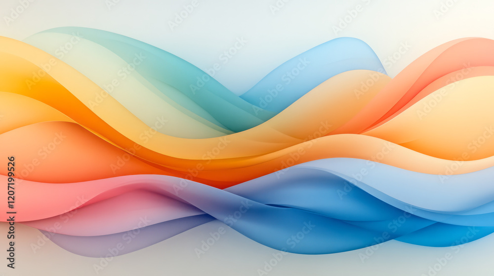 Fototapete a minimalist design showcasing bright, vibrant lines weaving through soft gradient curves, emphasizi