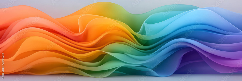 Poster A striking abstract pattern of vibrant, multicolored lines intertwining with smooth gradient curves, symbolizing connectivity and flow,