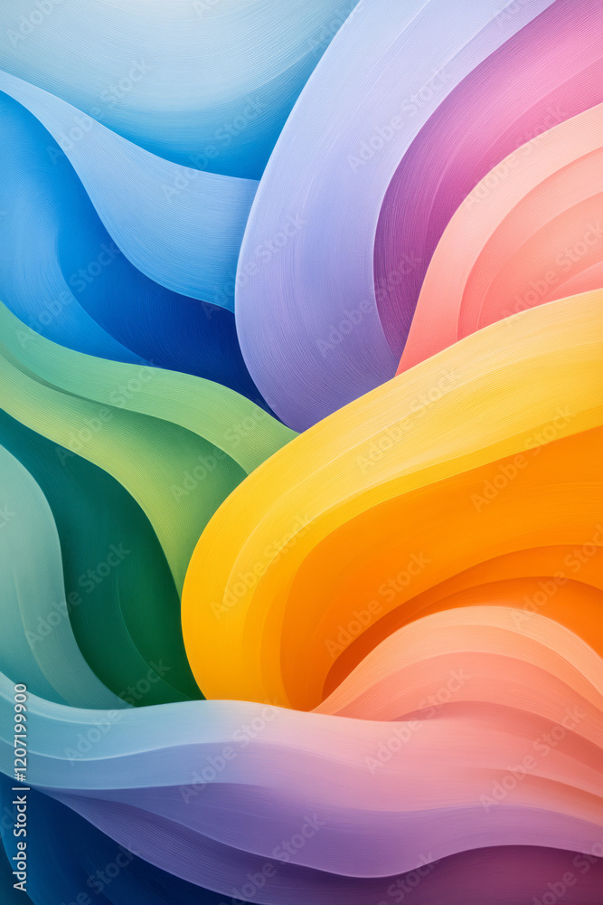 Aufkleber An intricate abstract artwork of colorful lines blending seamlessly into flowing gradient curves, enhancing depth and dimension,
