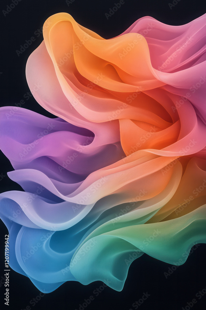 Aufkleber An intricate abstract artwork of colorful lines blending seamlessly into flowing gradient curves, enhancing depth and dimension,