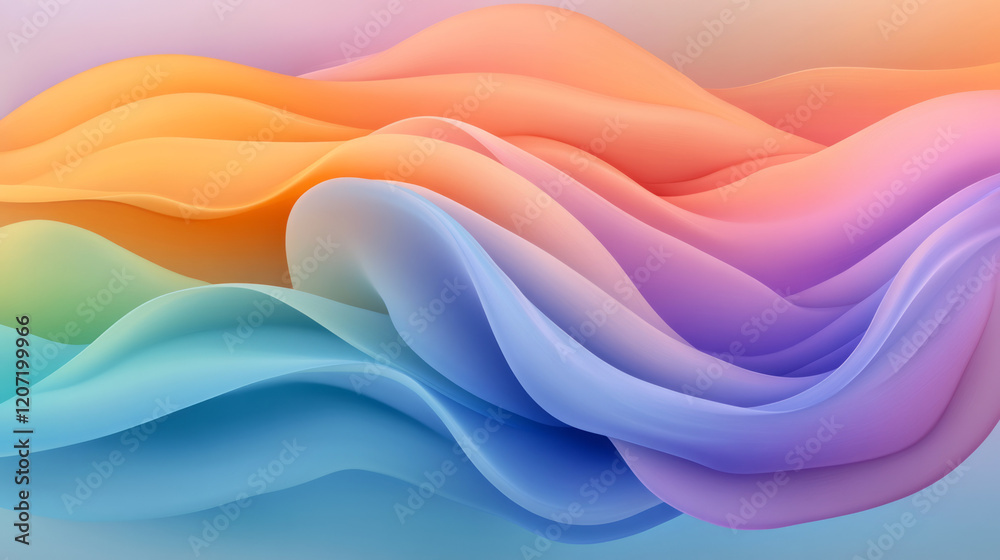 Poster A vibrant abstract design featuring radiant lines with gradient color transitions, forming elegant and flowing curves,