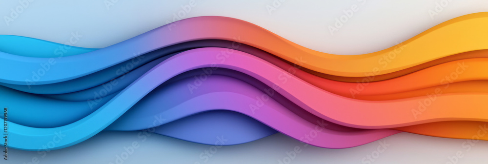 Poster A sleek abstract pattern with vibrant lines intersecting at various angles, creating dynamic gradient curves on a clean background,