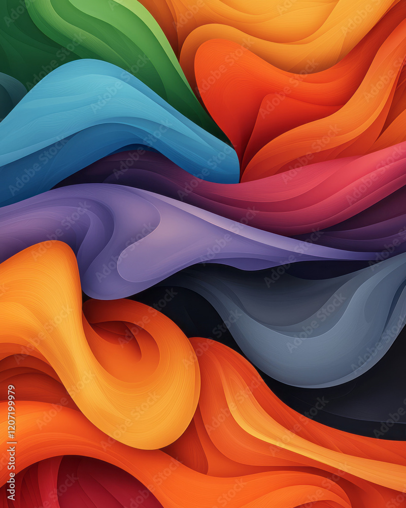 Leinwandbilder an abstract digital artwork with bold, vibrant lines and smooth gradient curves, creating a sense of