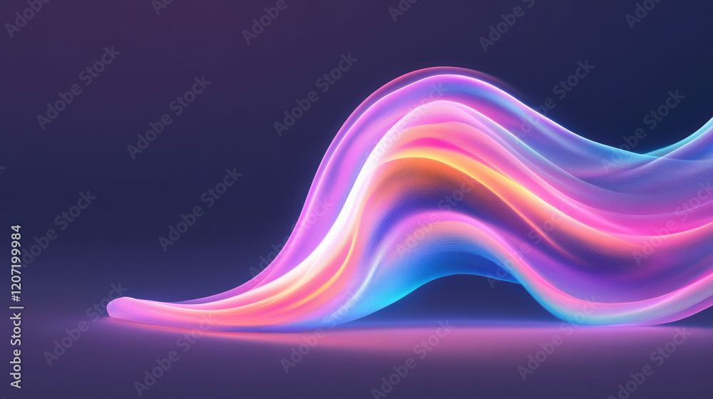 Aufkleber a captivating abstract scene of colorful lines moving gracefully through gradient curves, symbolizin