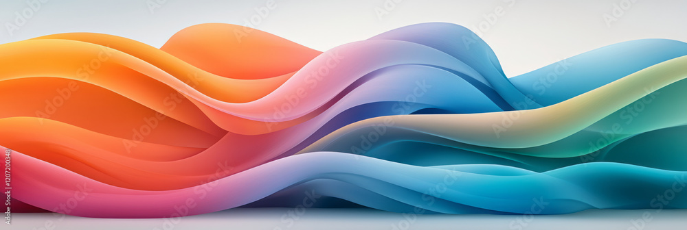 Poster A sophisticated abstract artwork featuring dynamic, colorful lines intertwined with seamless gradient curves, highlighting motion and depth,
