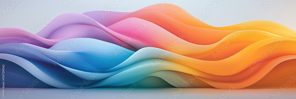 Poster A sophisticated abstract artwork featuring dynamic, colorful lines intertwined with seamless gradient curves, highlighting motion and depth,