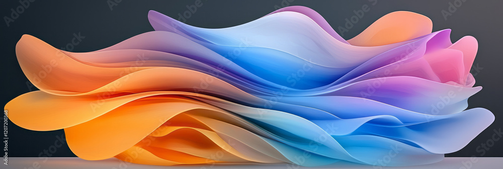 Fototapete a sophisticated abstract artwork featuring dynamic, colorful lines intertwined with seamless gradien