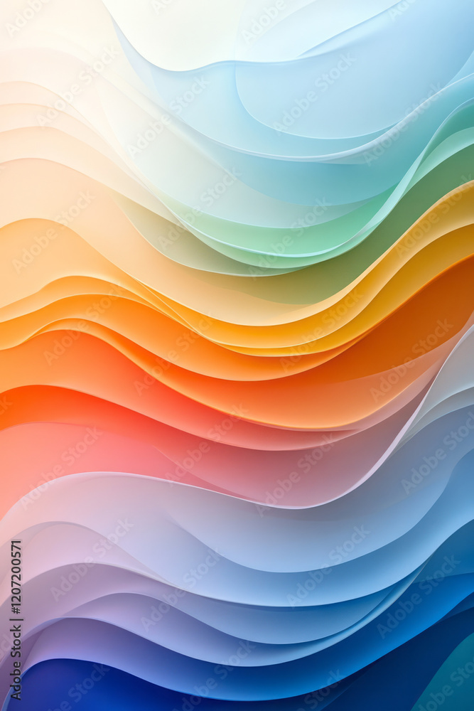 Poster a vibrant abstract pattern featuring dynamic, colorful waves with gradient vibrancy, adding depth an