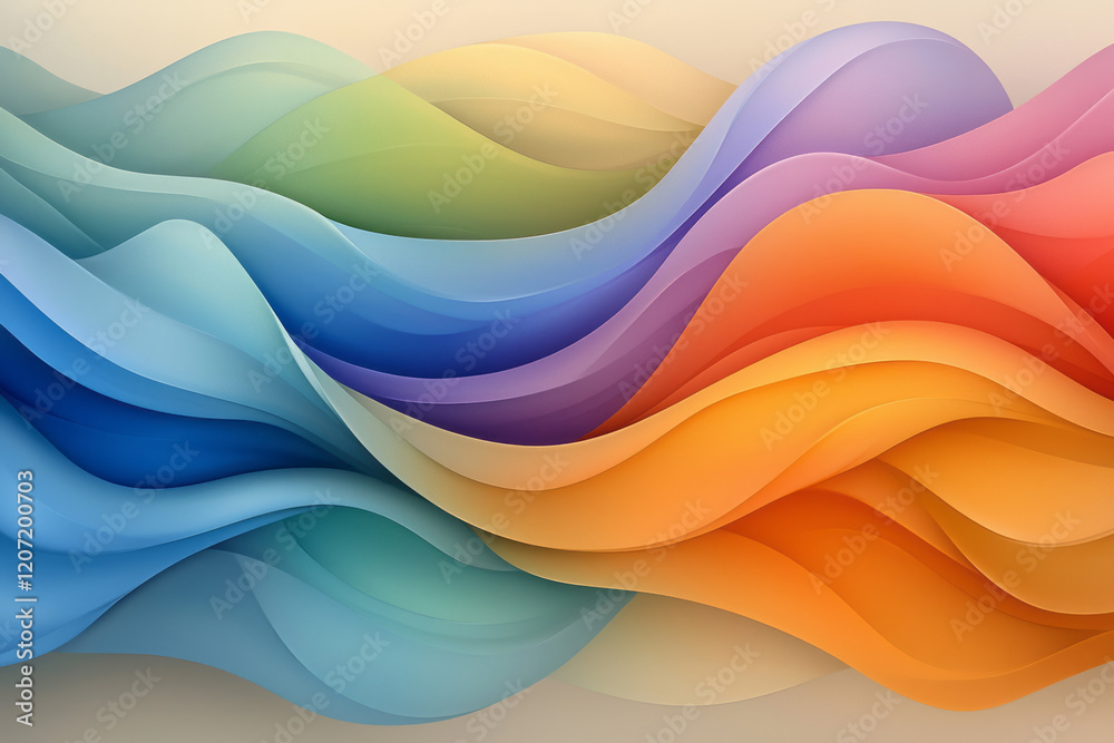 Aufkleber An abstract digital artwork of colorful, flowing waves with rich gradient vibrancy, creating a visually stunning and energetic scene,
