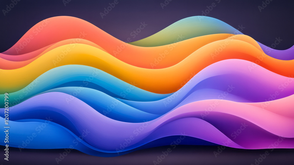 Aufkleber a vibrant abstract wave pattern with rich, colorful gradients flowing dynamically across a dark, tex