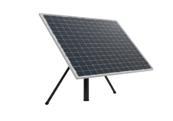 Single solar panel on a stand, isolated on white background