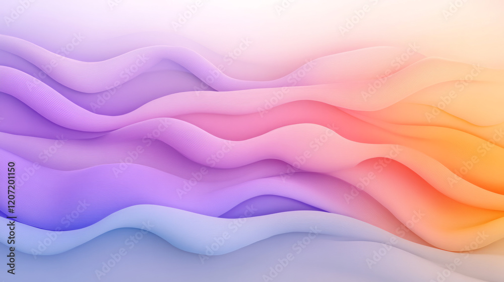 Aufkleber A serene abstract wavy background with soft purple and orange gradients, evoking a sense of calm and tranquility,