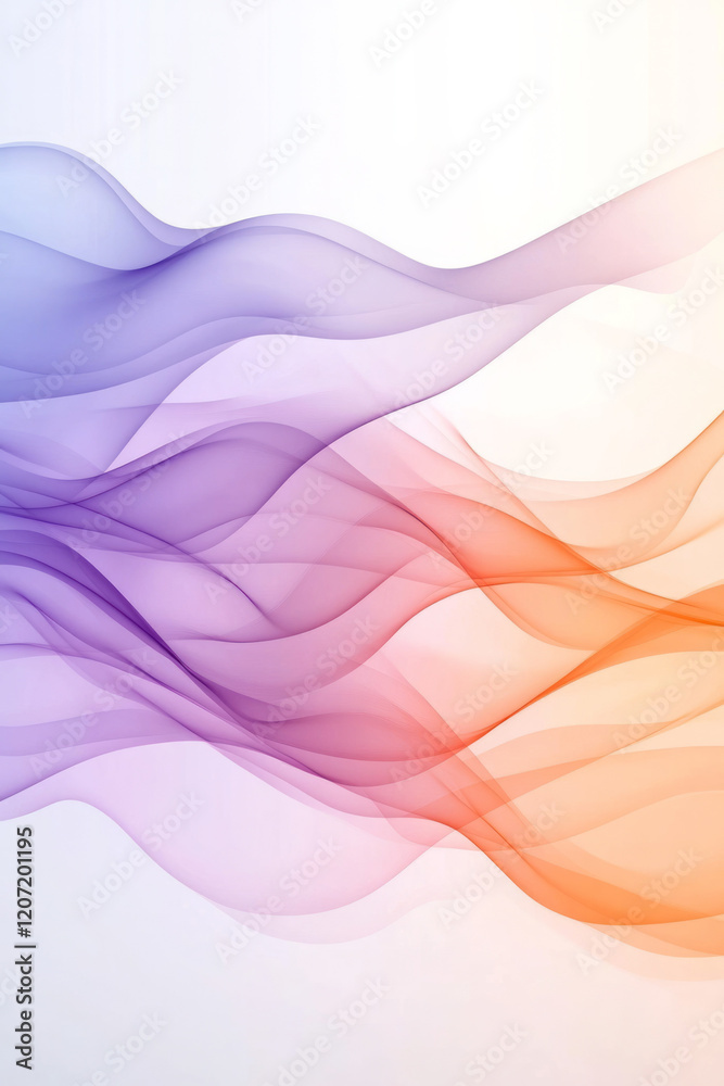 Leinwandbilder A minimalist abstract wavy background with smooth purple and orange gradient curves, emphasizing simplicity and sophistication,