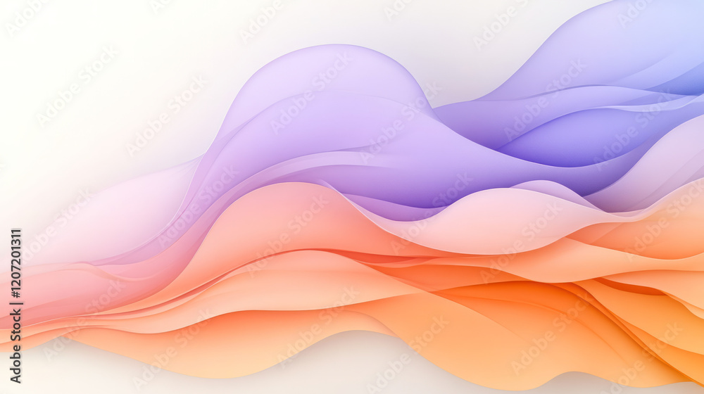 Poster a serene abstract wavy background with gentle purple and orange gradient flows, perfect for creating