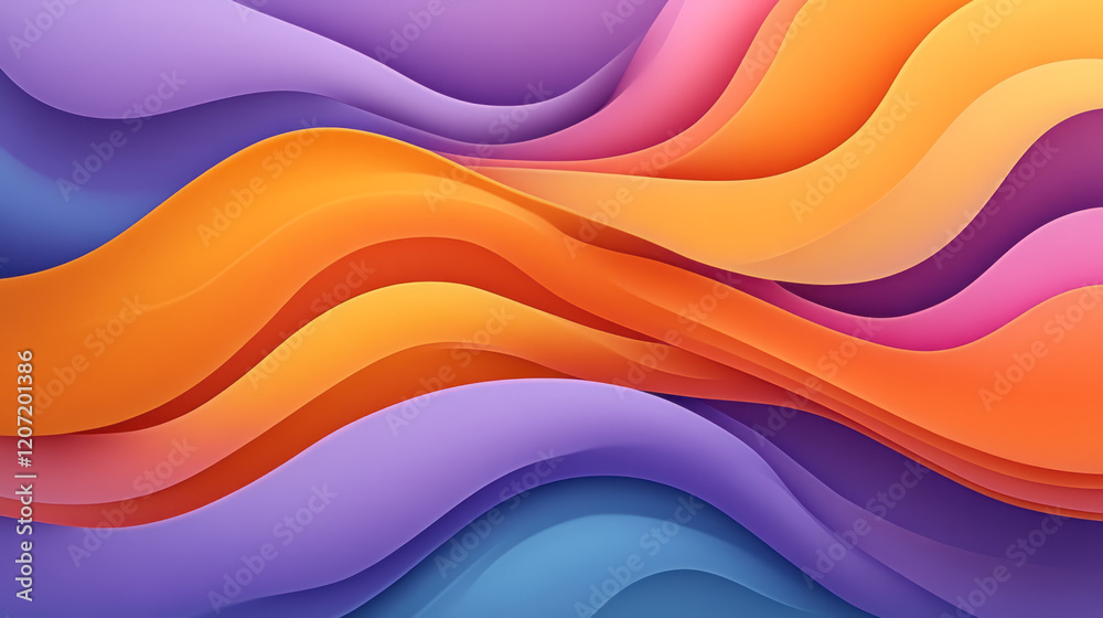 Aufkleber A bold abstract wavy pattern with sharp transitions between purple and orange gradients, creating a striking and modern visual impact,