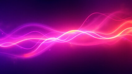 Abstract background featuring dynamic glowing light trails, gradient hues, smooth transitions, deep violet and orange tones, with a futuristic and high-speed energy vibe