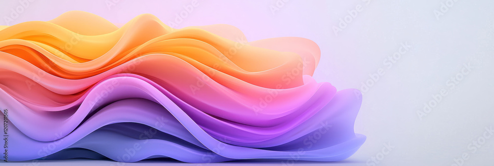 Fototapete a dynamic abstract wavy background featuring swirling purple and orange gradient lines, adding depth