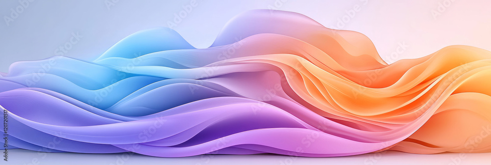 Fototapete a dynamic abstract wavy background featuring swirling purple and orange gradient lines, adding depth