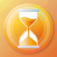 Hourglass with orange gradient background