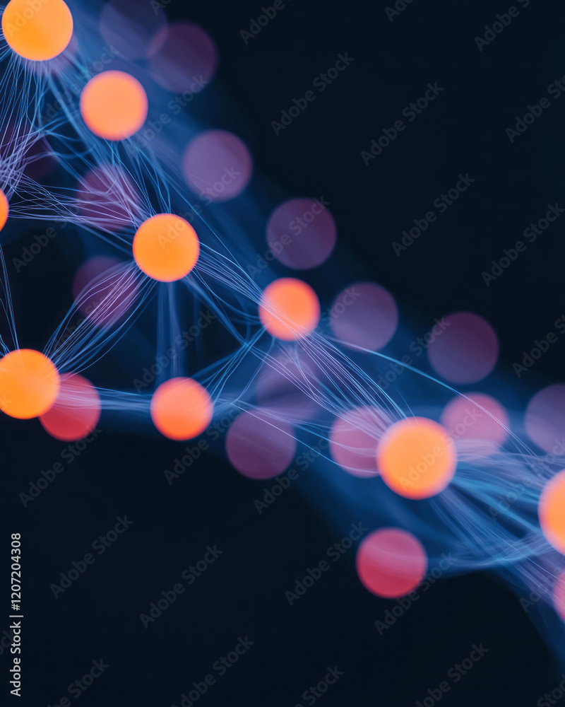 Poster a vibrant digital network visualization with nodes and connections representing system integration,