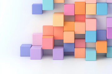 A 3D render of diverse building blocks fitting perfectly together, illustrating the concept of modular integration,