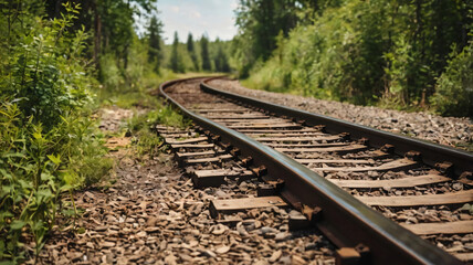 Fototapeta premium Transportation theme. Wild path for train