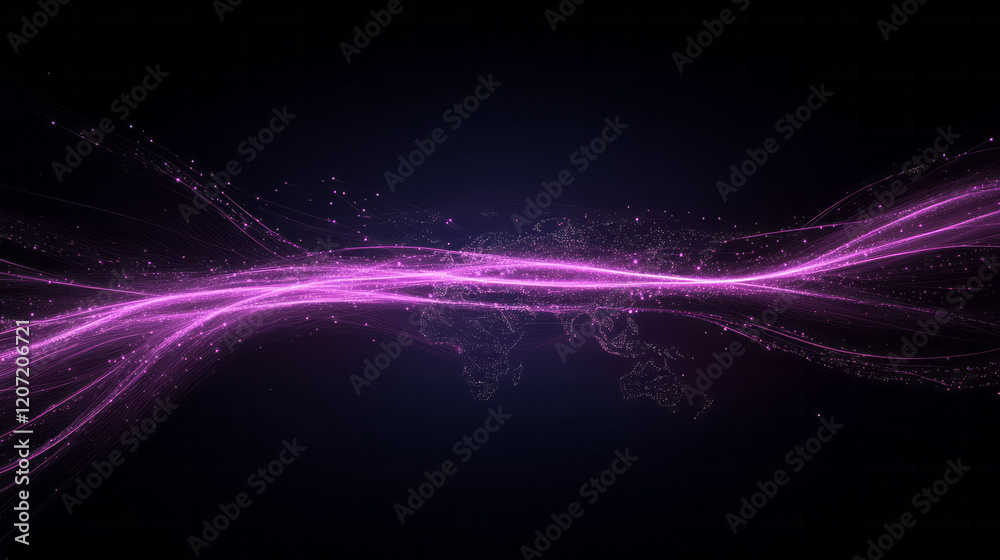 Poster a vibrant rendering of a global network with curved lines connecting points across a 3d globe,