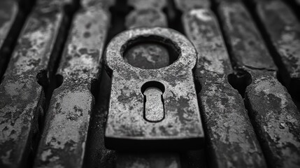 A vintage lock and a screwdriver are placed on a worn wooden surface surrounded by shadows. The scene captures the essence of a restoration project in a rustic workshop atmosphere