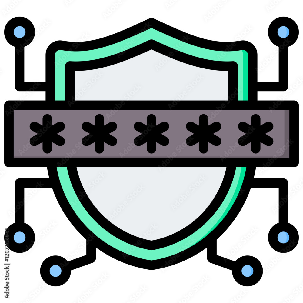 Aufkleber Secure Password Outline Color Icon